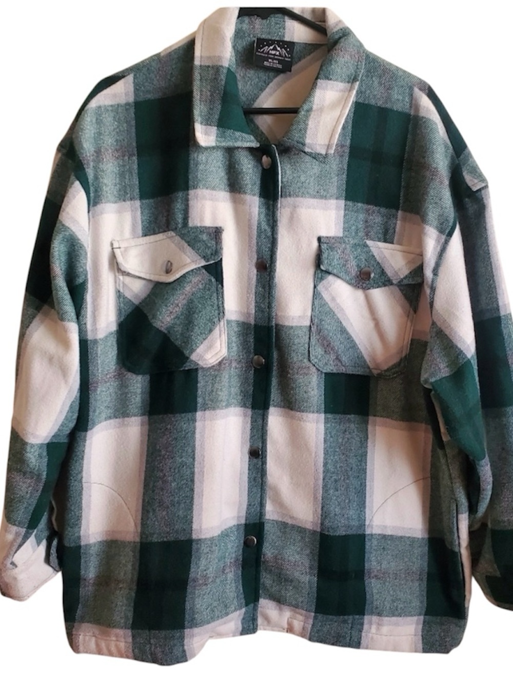 HFX Green White Flannel Plaid‎ Warm Thick Button Up Plus Size Jacket Womens XL